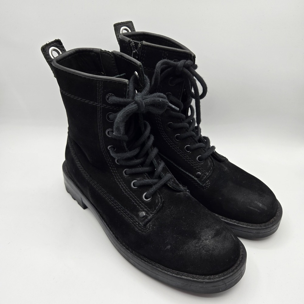 Diesel Combat Boots Womens 7 Black Suede D-Throuper Side Zip Goth Grunge Biker